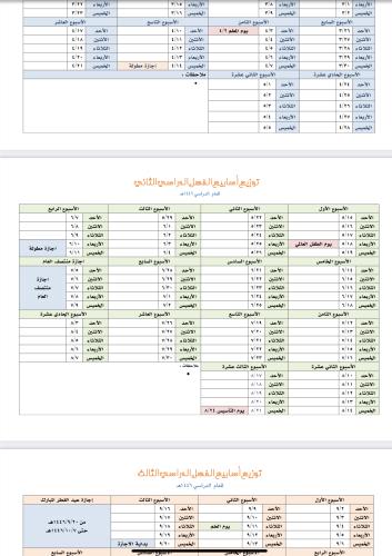 التقويم الدراسي للعام ١٤٤٦هـ موزع على ثلاثة فصول د...