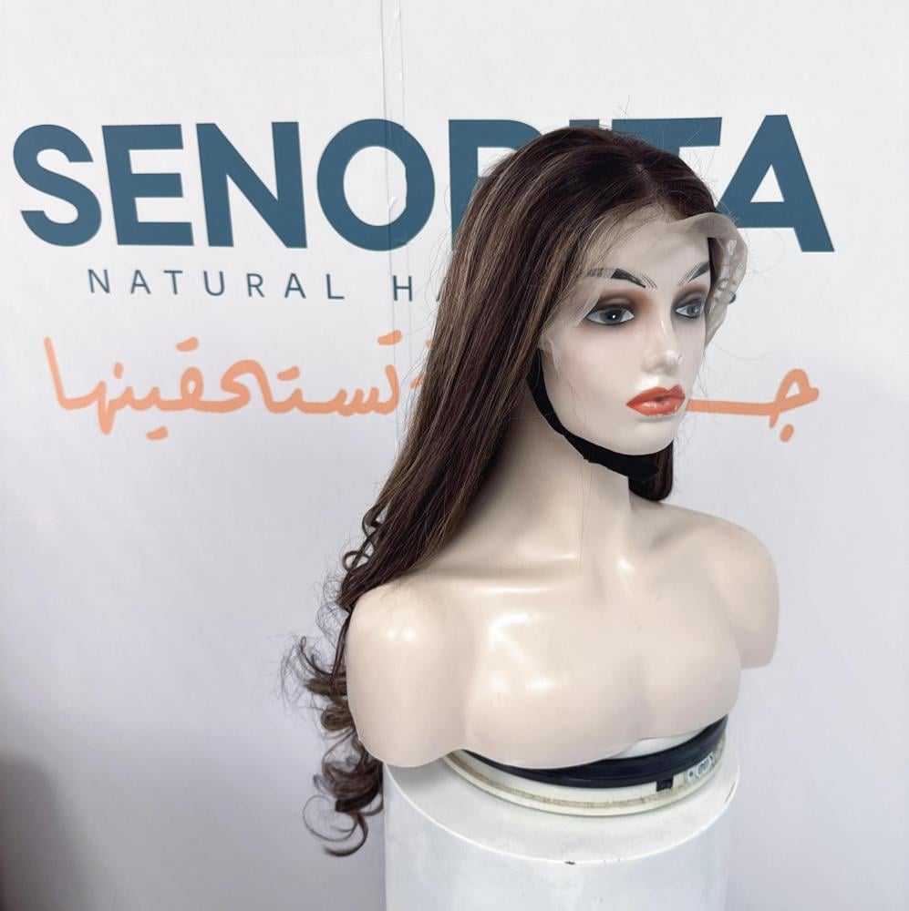 باروكة لون اشقر  شعر طبيعي 26 انش دانتل اماميه