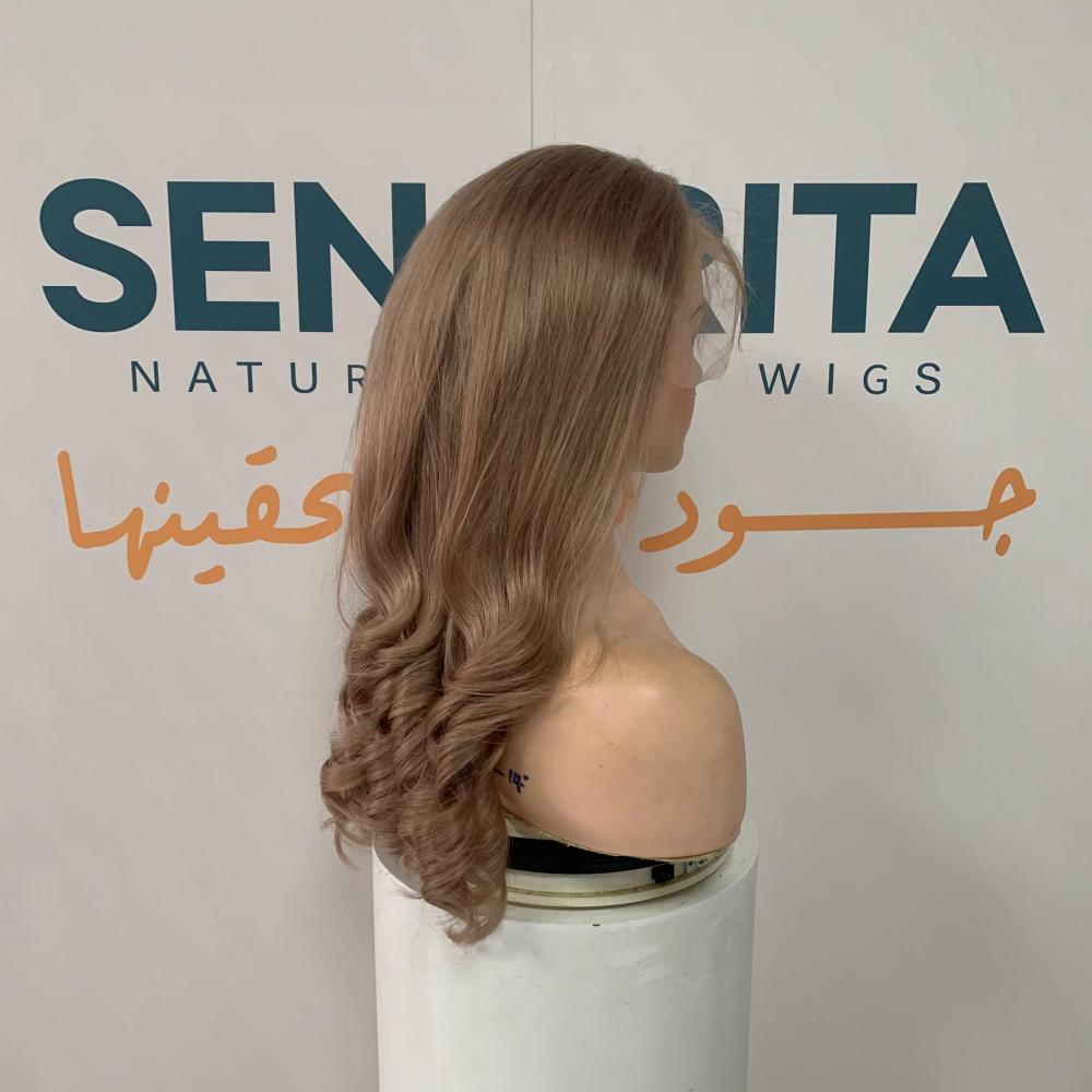 باروكة  شعر طبيعي 22 انش جذور اماميه فروه دانتيل