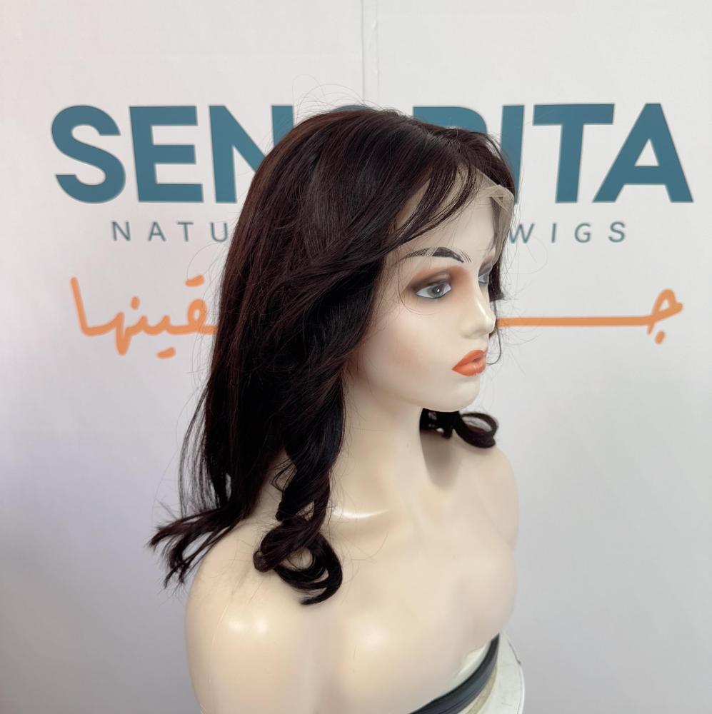 باروكة شعر طبيعي 12 انش جذور كامله فروه حرير