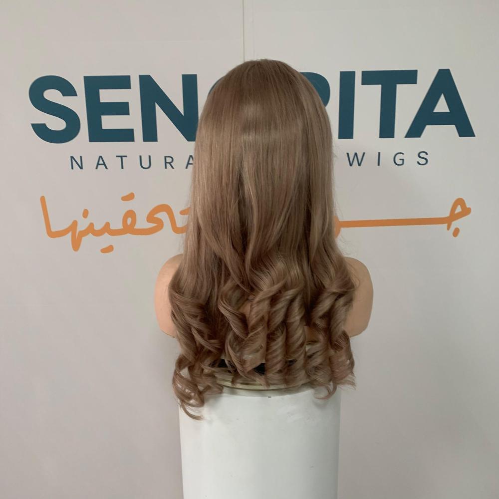 باروكة  شعر طبيعي 22 انش جذور اماميه فروه دانتيل