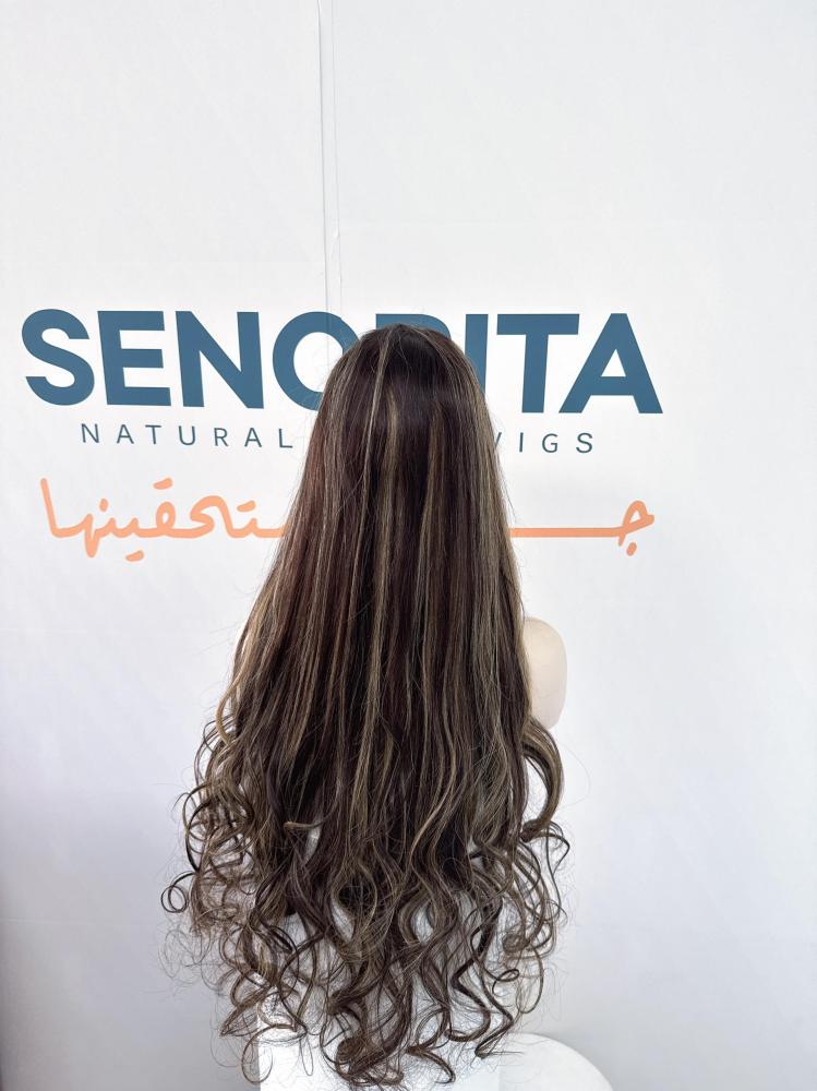 باروكة لون اشقر  شعر طبيعي 28 انش دانتل اماميه