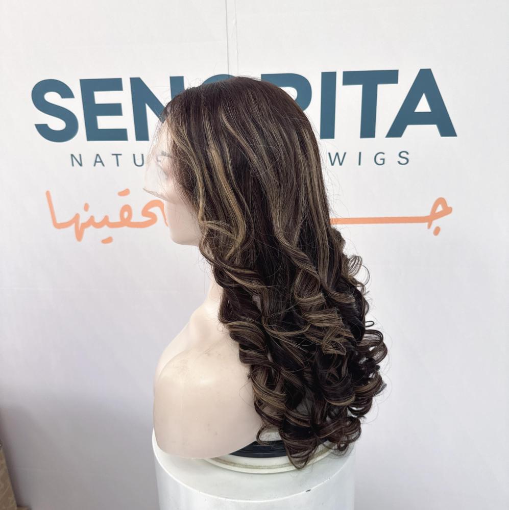 باروكة  لون اشقر شعر طبيعي 20 انش دانتل اماميه