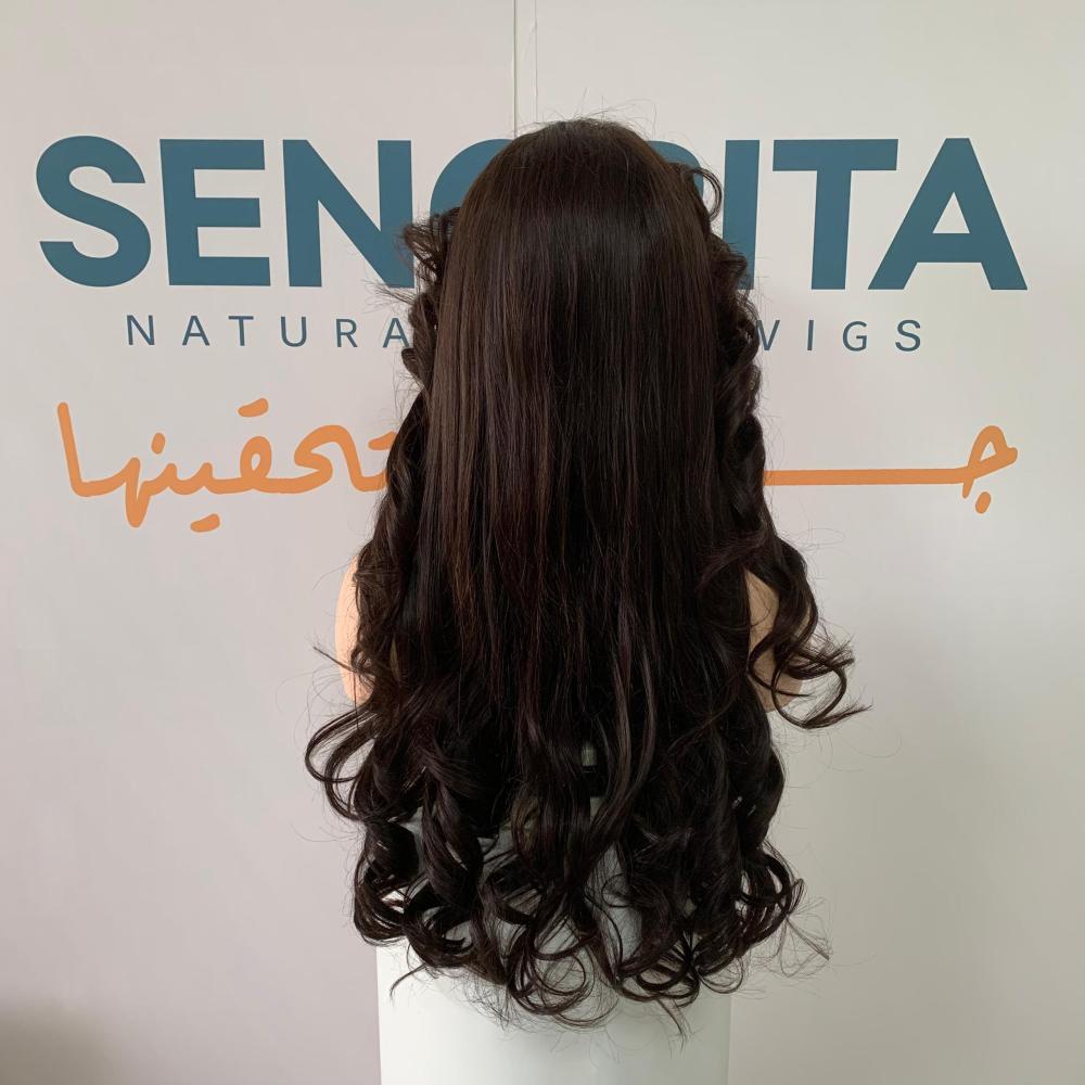 باروكة شعر طبيعي 26 انش دانتل اماميه