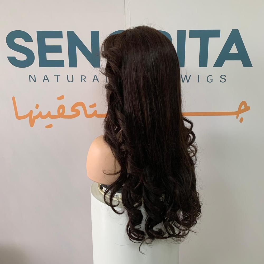 باروكة شعر طبيعي 26 انش دانتل اماميه