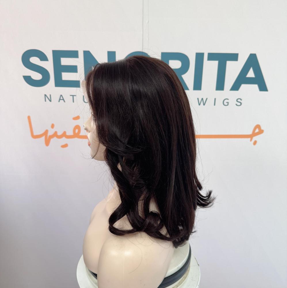 باروكة شعر طبيعي 12 انش جذور كامله فروه حرير