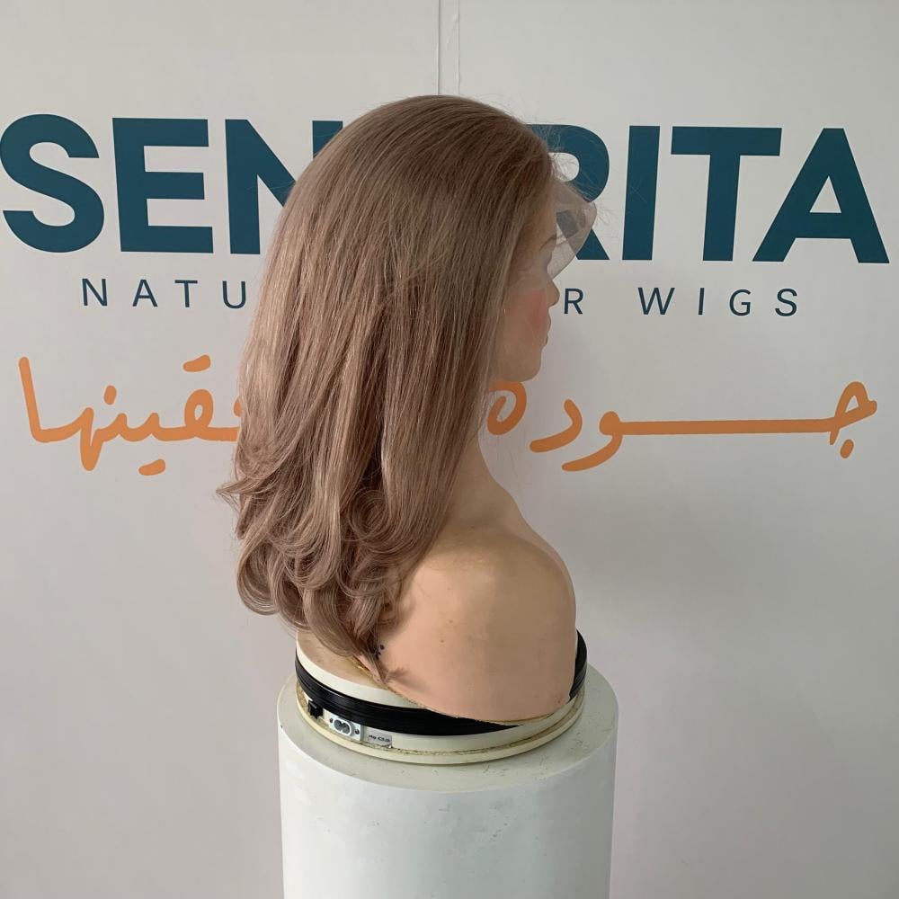 باروكة  شعر طبيعي 16 انش جذور اماميه فروه دانتيل