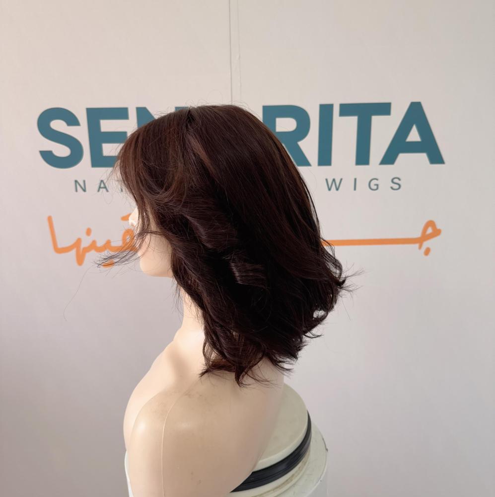 باروكة شعر طبيعي 10 انش جذور كامله فروه حرير