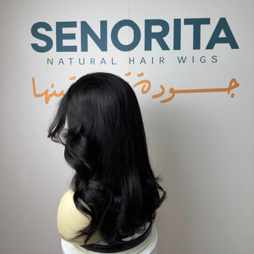 باروكة شعر طبيعي 18 انش جذور اماميه فروه حرير