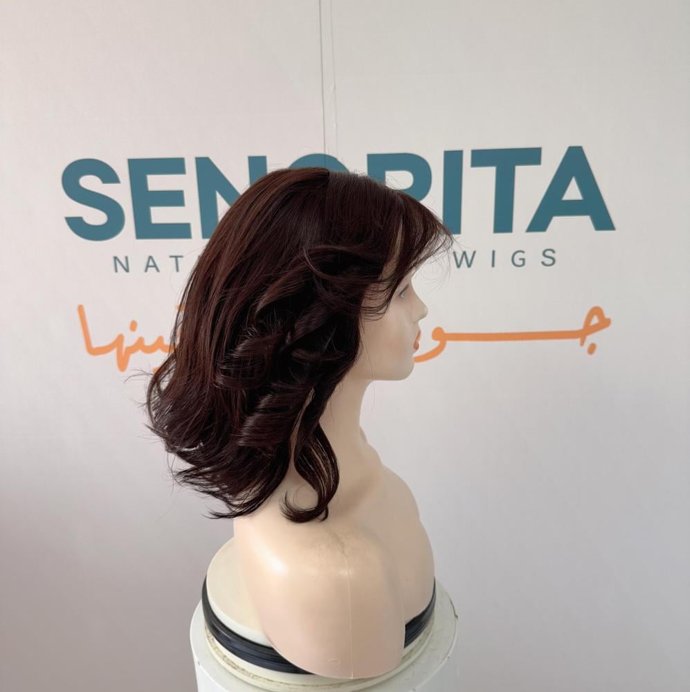 باروكة شعر طبيعي 10 انش جذور كامله فروه حرير