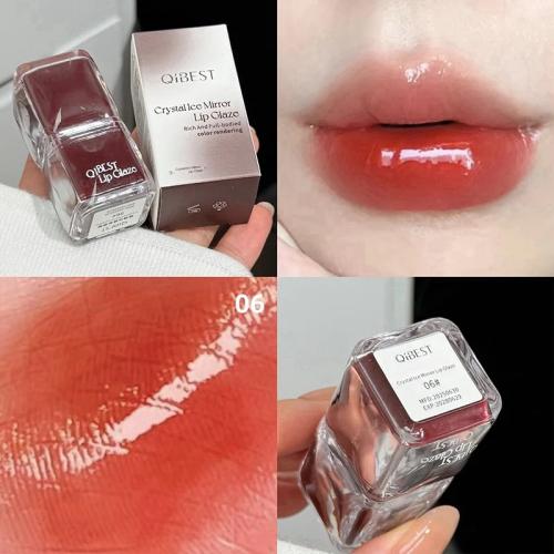 ملمع شفاه ملمع شفاه مائي من QIBEST ليس من السهل أن يبهت، ملمع شفاه غير لاصق يدوم طويلاً، مكياج ملمع شفاه وصمة عار