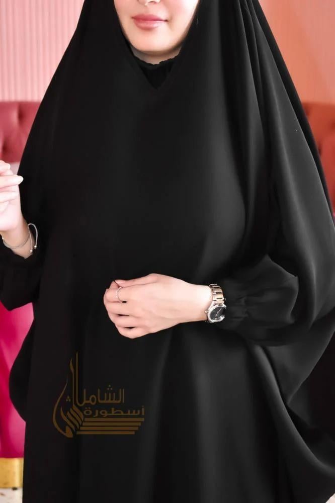 عباية راس سادة كم مطاط