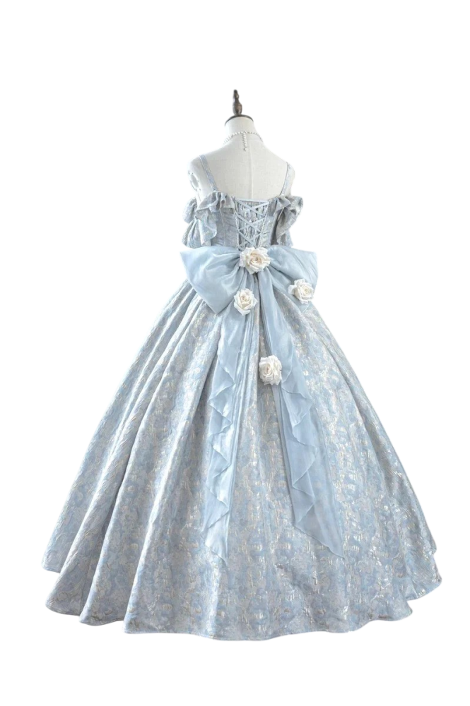 فستان ازرق طويل مع جيبون - long blue dress