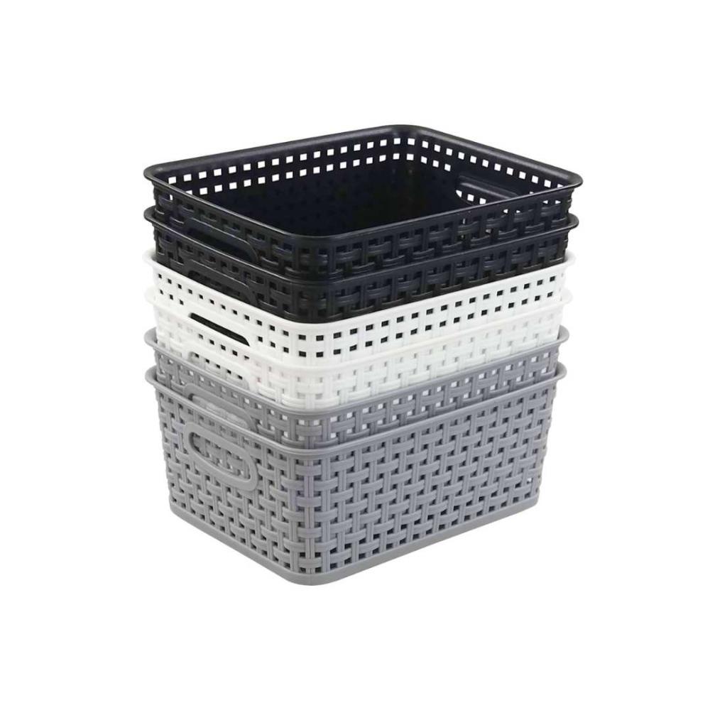 سلال تخزين بلاستيكية مكونة من 6 قطع ملونة