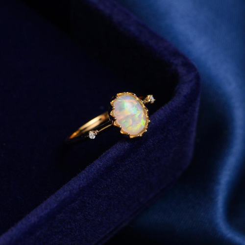 Opal gold-plated ring
