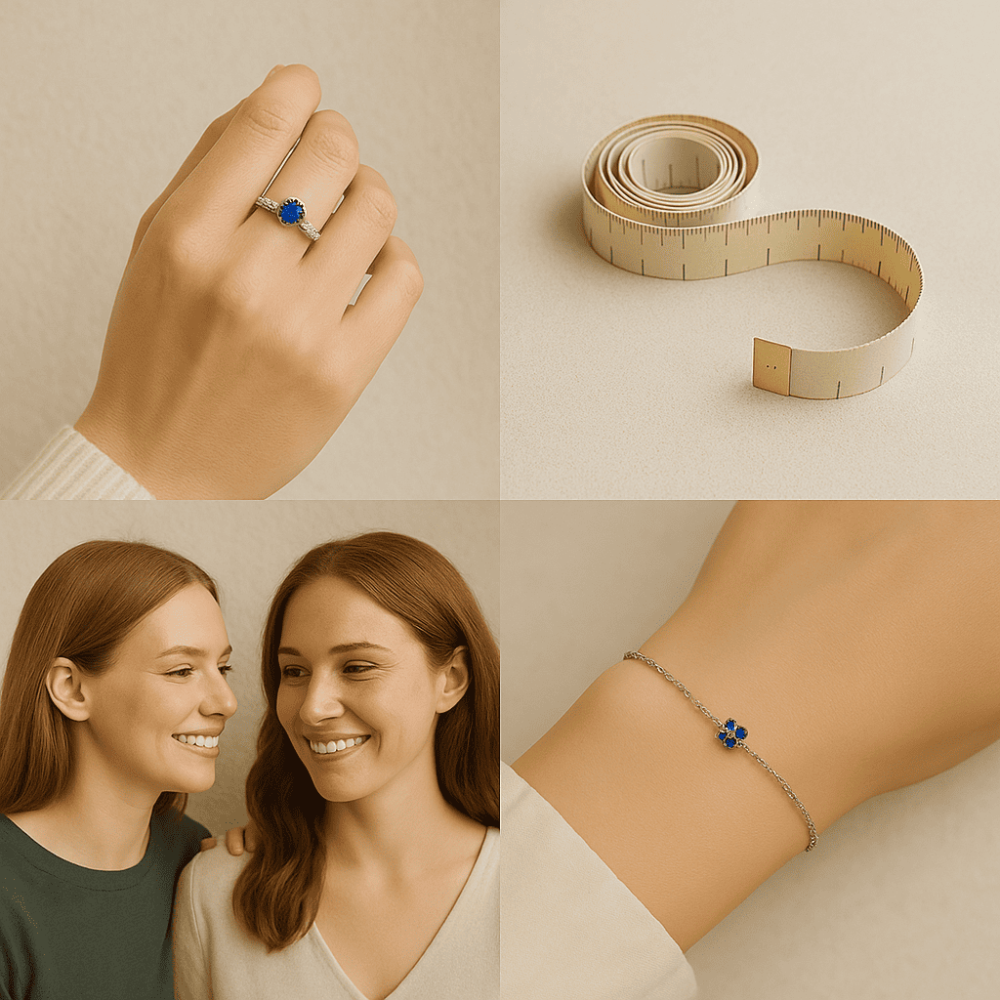 **Alt text (≤70 chars):**
صورة خاتم وسوار فضة كهدية مع طرق معرفة المقاس سرًا