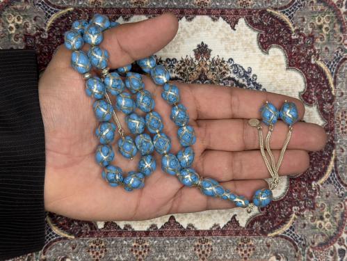سبحة فيروز مقفص بفضة عيار ٩٢٥