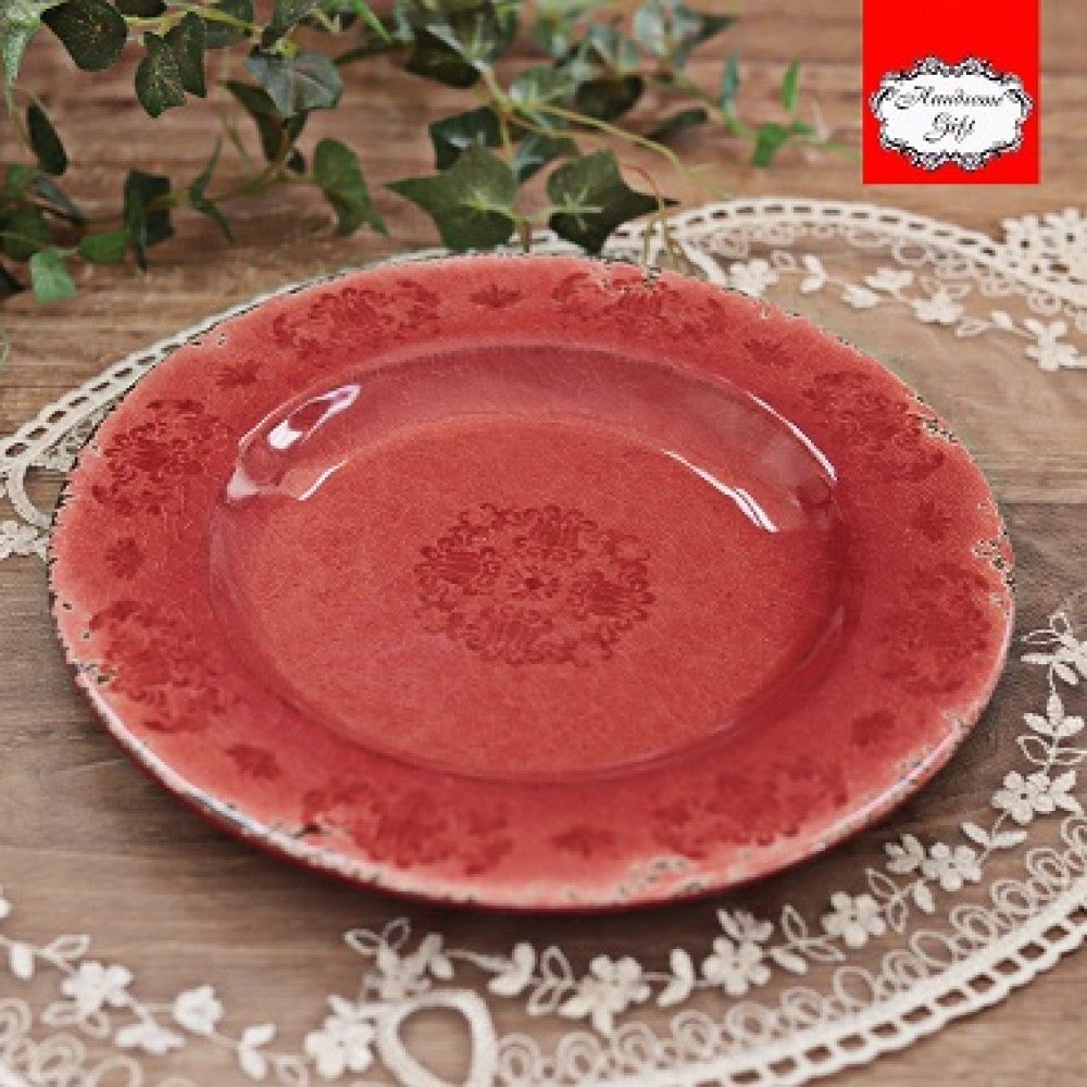 طبق ميلامين احمر 22 سم | Red melamine plate 22 cm