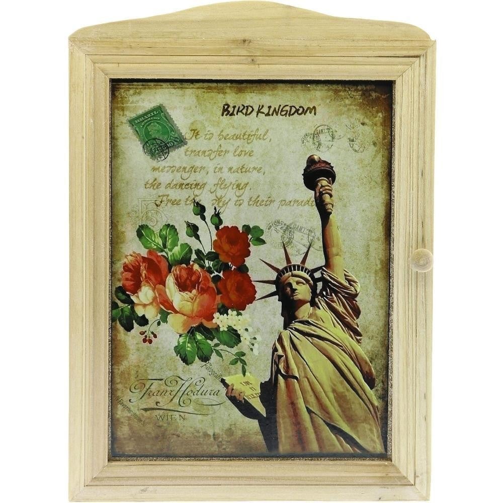 صندوق مفاتيح خشبي جداري تمثال الحرية | Statue of Liberty Wall Wooden Key Box