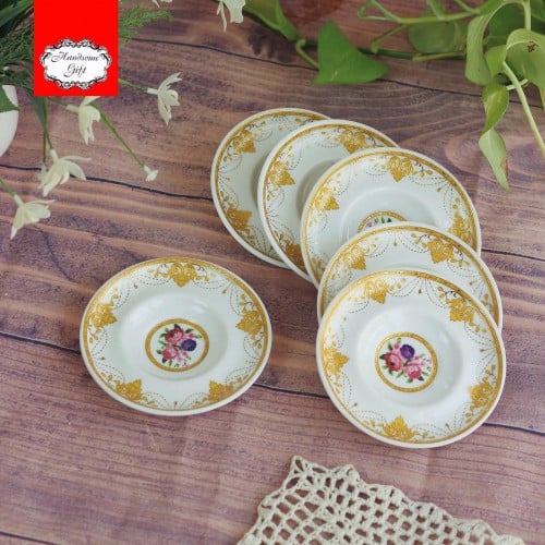 طقم 6 صحون ستكانة الشاي | Porcelain 6 Tea Plates S...