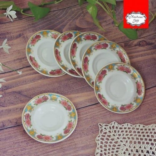طقم 6 صحون ستكانة الشاي | Porcelain 6 Tea Plates S...