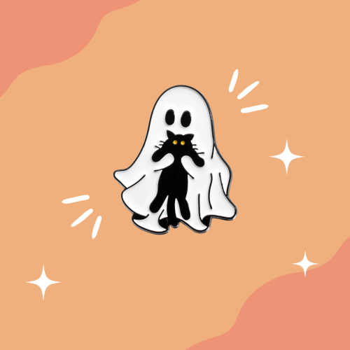 بروش - قط وشبح - ghost and cat