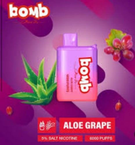 نكهة بومب ميكس صبار وعنب 6000 نفخة bomb ALOE GRAPE 6000 puffs   ع