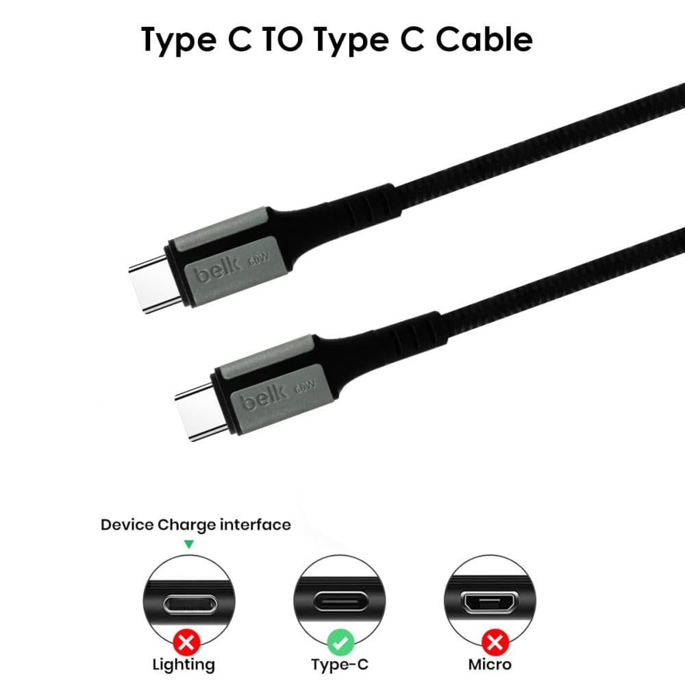 سلك Type-C إلى Type-C من Belk – قوة وأداء عالي