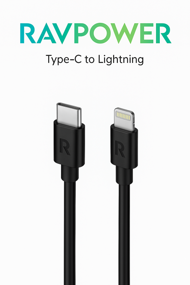 سلك شحن ونقل بيانات  Type-C إلى Lightning – بطول 1 متر  : RAVPower