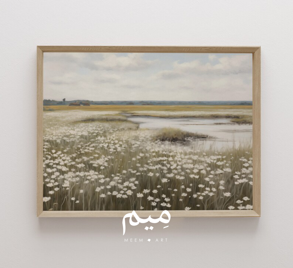 لوحة طبيعية - لوحة جدارية - كنفس قطن - ميم ارت