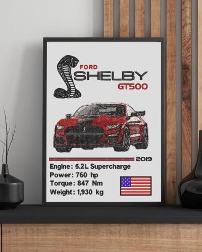 لوحة Ford Mustang Shelby GT500 مطرزة