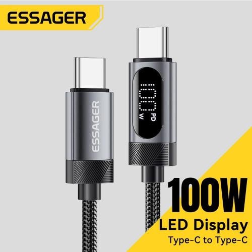 Essager شاشة ديجيتال USB C كابل آيفون 16 15 Xiaomi...