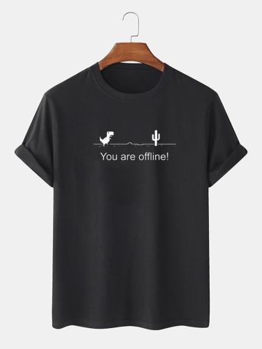 تيشيرت أسود بتصميم طائر جوجل 'You Are Offline'