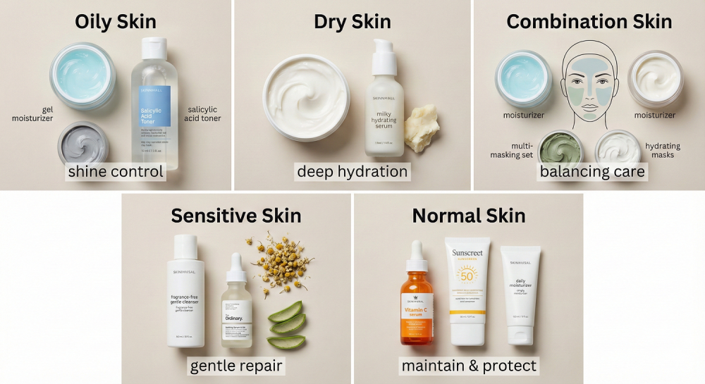 دليل الخبراء: كيف تختارين المنتجات المثالية حسب نوع بشرتك؟