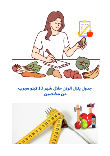 جدول ينزل الوزن خلال شهر 10كيلو مجرب من مختصين