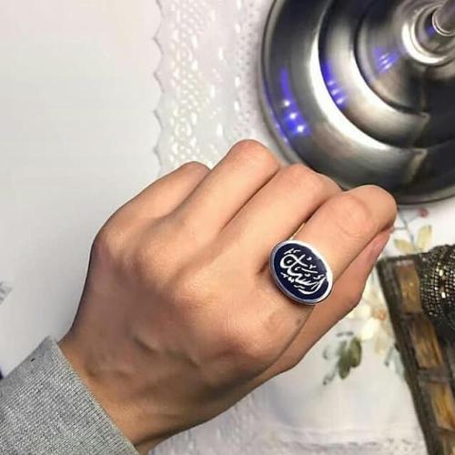 خاتم رجالي ازرق من الفضة الإيطالية متجر ريماس