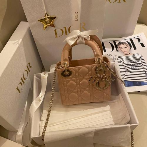 Dior Beige Cannage Leather Small Lady Dior Tote