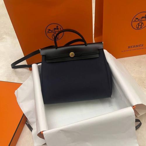 Hermes Blue Fabric NEW ZIP Erbag Small bag