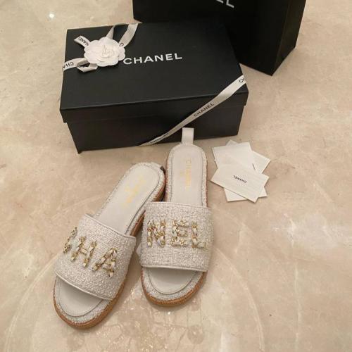 Chanel Tweed Cork CC Chain Mule