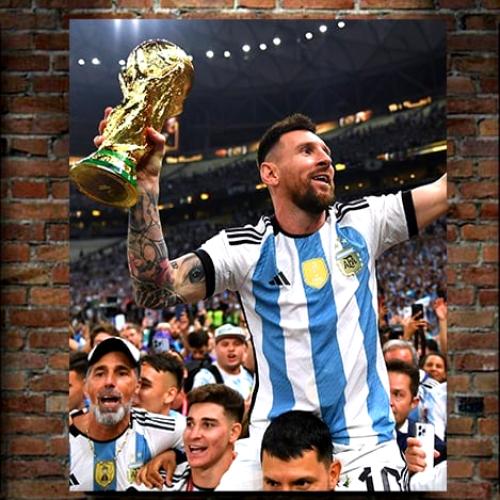 لوحة معدنية - بطل كأس العالم ليونيل ميسي