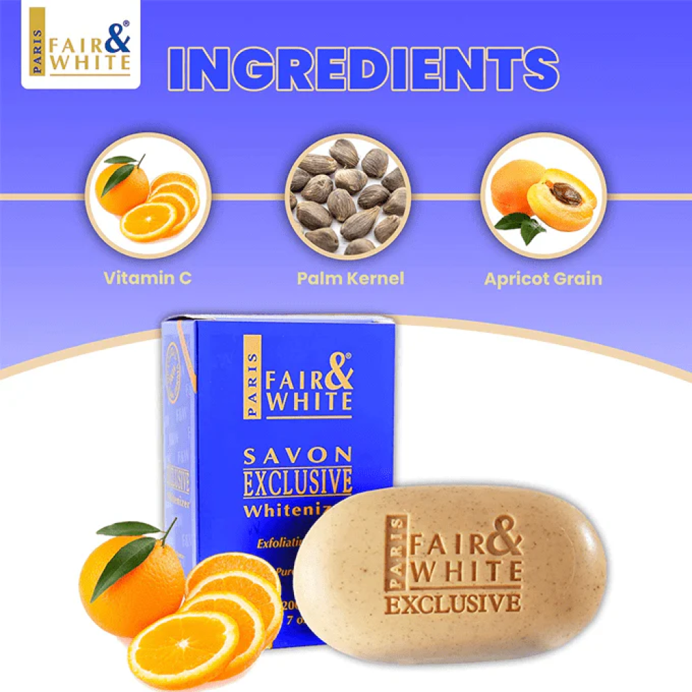 صابون تقشير وتفتيح الجسم مع فيتامين سي من فير اند وايت - 200 جم