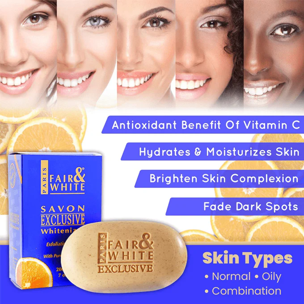 صابون تقشير وتفتيح الجسم مع فيتامين سي من فير اند وايت - 200 جم