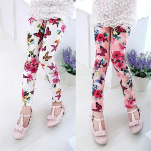Kids Girls Leggings Spring Summer Flower Printed C...