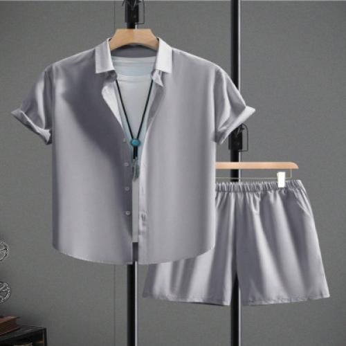 2025 New Men's Short Sleeve Shirt And Shorts Set S...