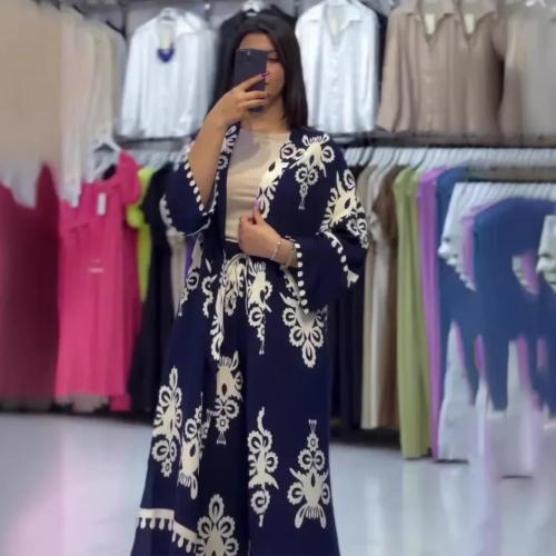 طقم من قطعتين من قميص بأكمام طويلة وبنطال طويل بطب...
