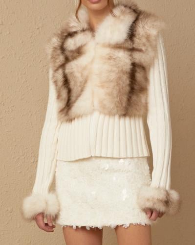 Faux -fur knit jacket