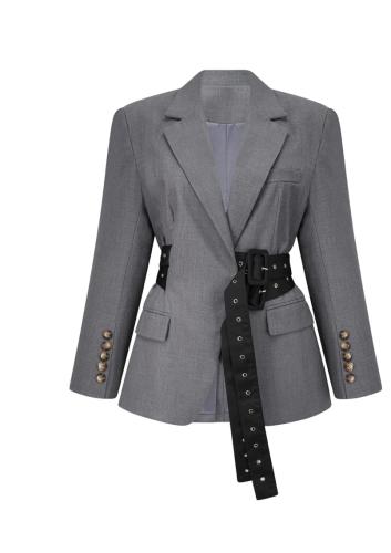 Belted-waist blazer