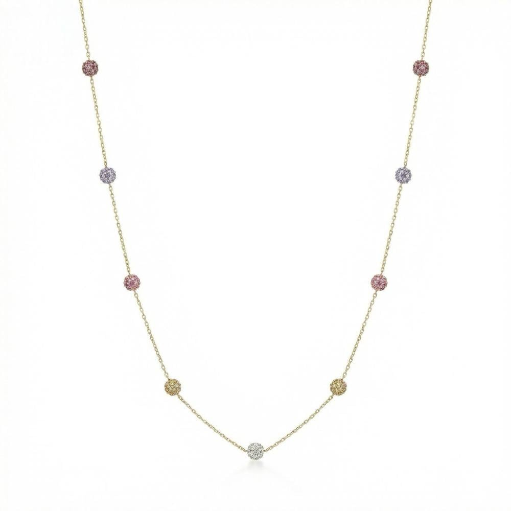 عقد ذهب عيار 21 بتصميم خرز ملون أنيق من كوجك للذهب والمجوهرات