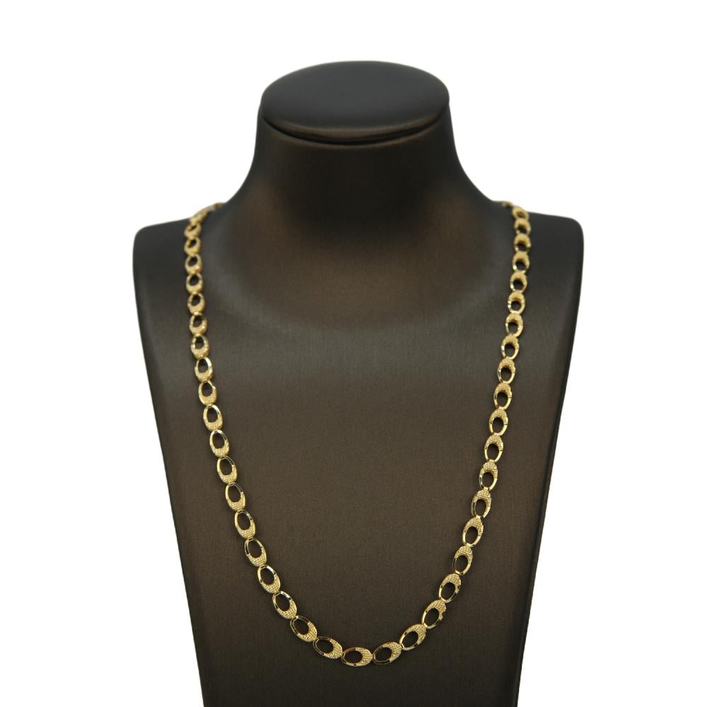 سلسلة ذهب عيار 21 بحلقات بيضاوية منقوشة من كوجك للذهب والمجوهرات