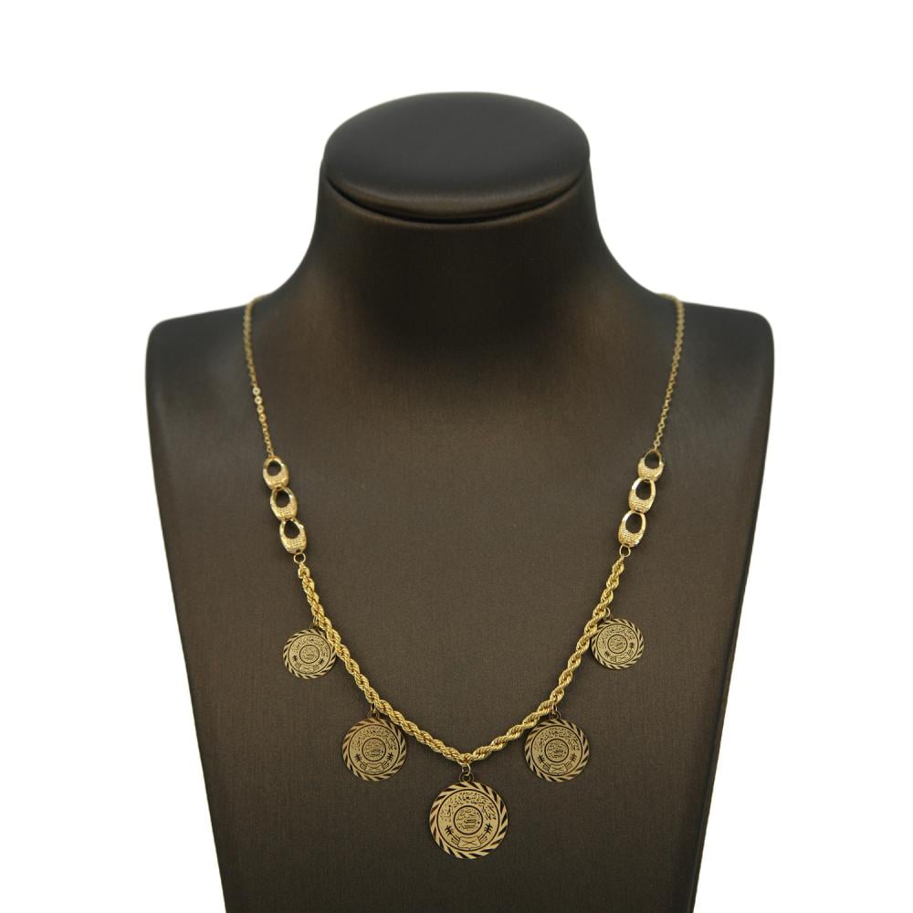 عقد ذهب عيار 21 بتصميم دوائر متدلية أنيق من كوجك للذهب والمجوهرات